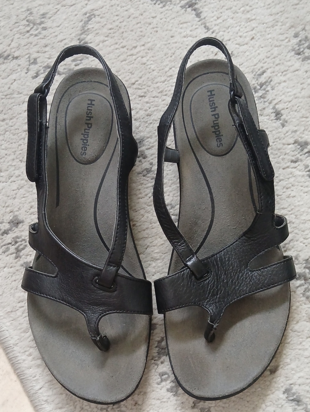 Hush Puppies Women's Black Leather  Sandals